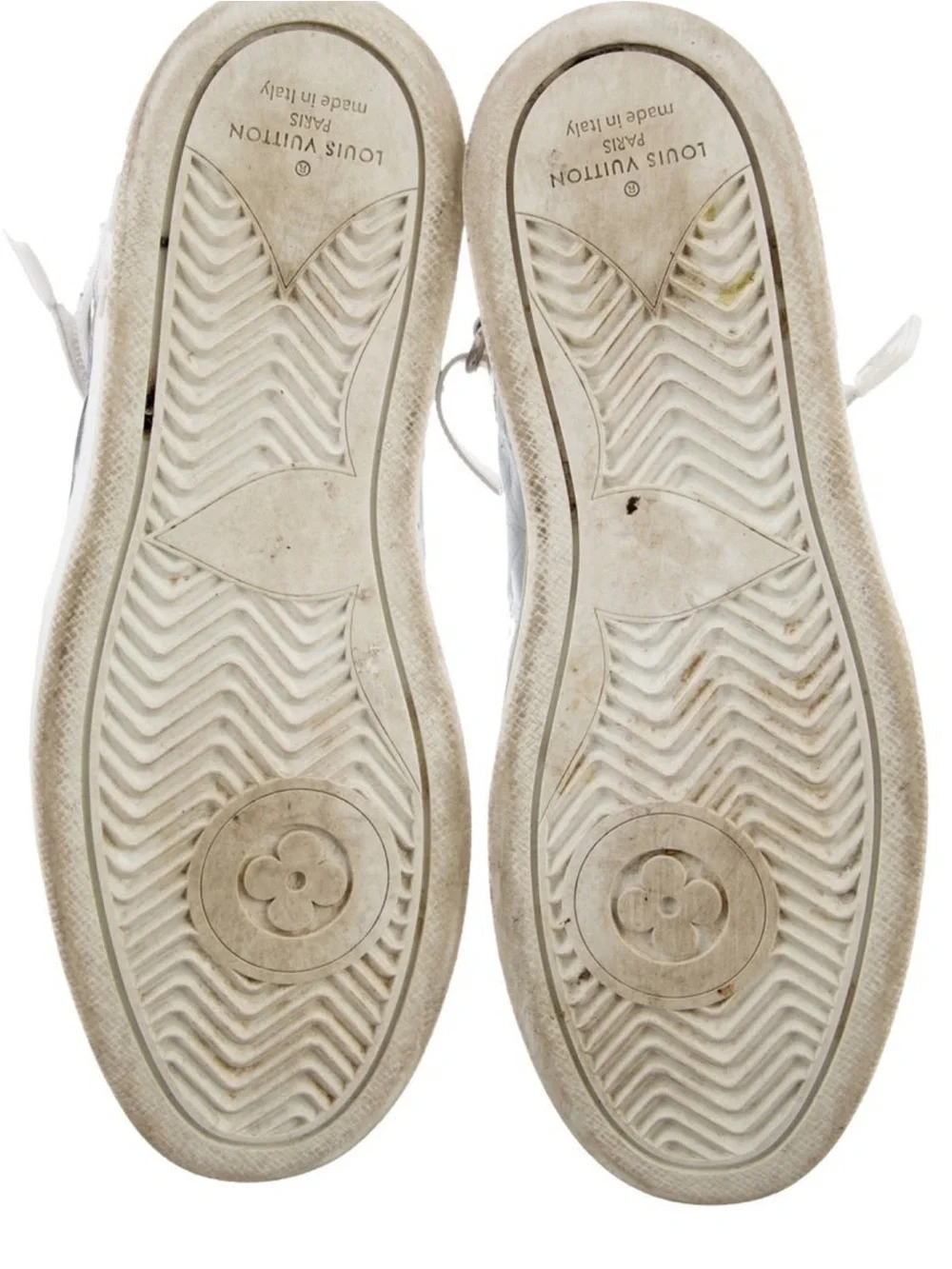 Louis Vuitton White & Silver Monogram High-Top Trainer
